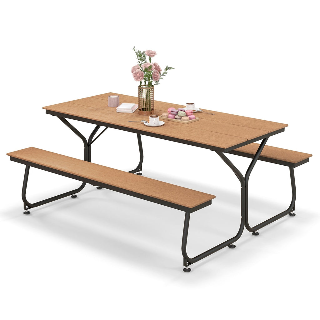 Ensemble table de pique-nique et banc Costway 6 pieds en PEHD robuste pour extérieur - Voir les détails