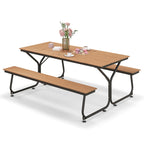 Ensemble table de pique-nique et banc Costway 6 pieds en PEHD robuste pour extérieur - Voir les détails