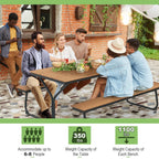 Ensemble table de pique-nique et banc Costway 6 pieds en PEHD robuste pour extérieur - Voir les détails