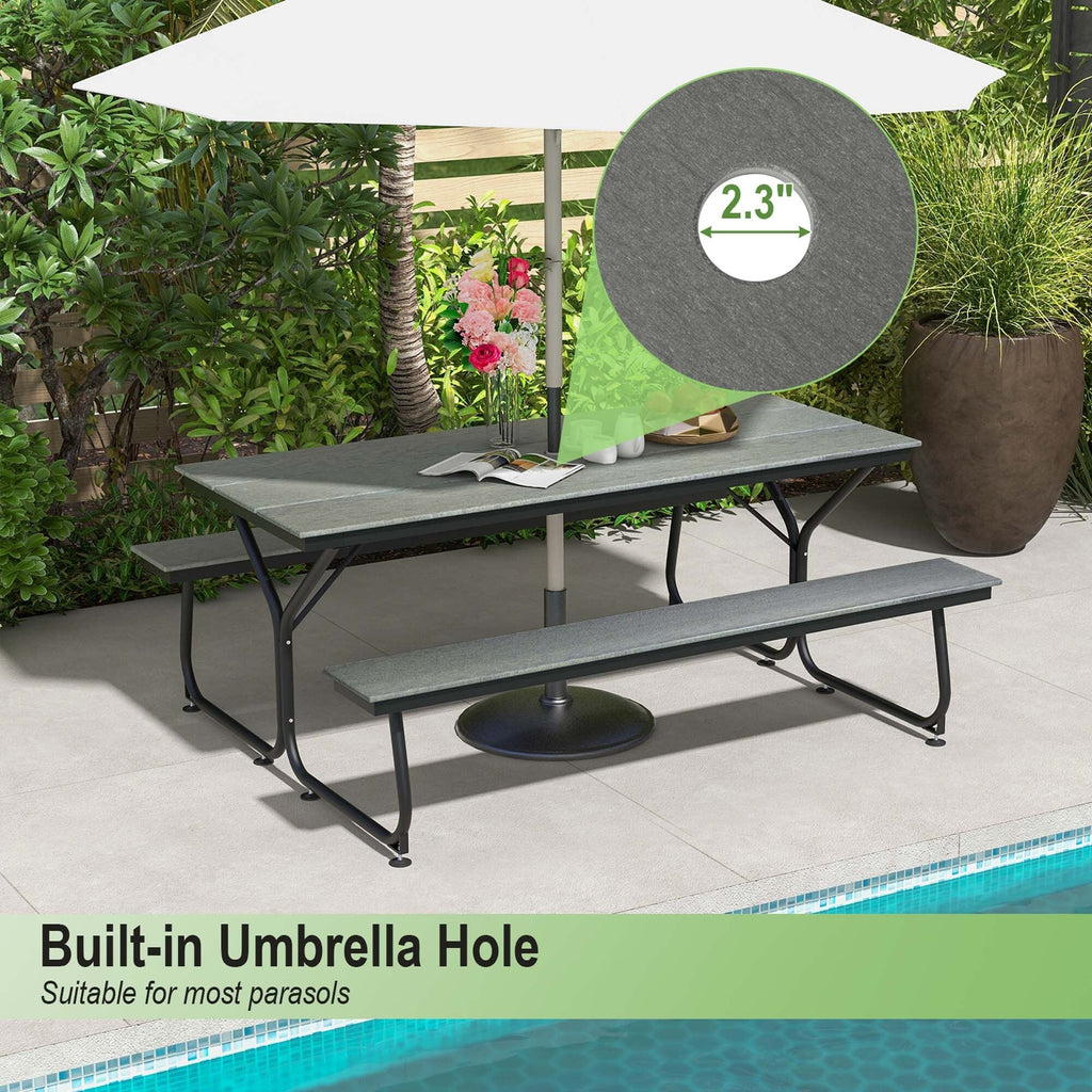 Ensemble table de pique-nique et banc Costway 6 pieds en PEHD robuste pour extérieur - Voir les détails