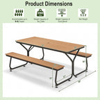 Ensemble table de pique-nique et banc Costway 6 pieds en PEHD robuste pour extérieur - Voir les détails
