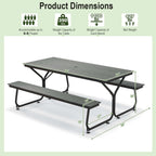 Ensemble table de pique-nique et banc Costway 6 pieds en PEHD robuste pour extérieur - Voir les détails