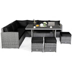 Ensemble de salle à manger en rotin Costway 7 pièces avec canapé sectionnel et pouf - Voir les détails