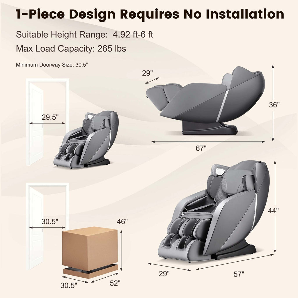 Fauteuil de massage complet Costway avec rouleau chauffant pour les pieds à commande vocale