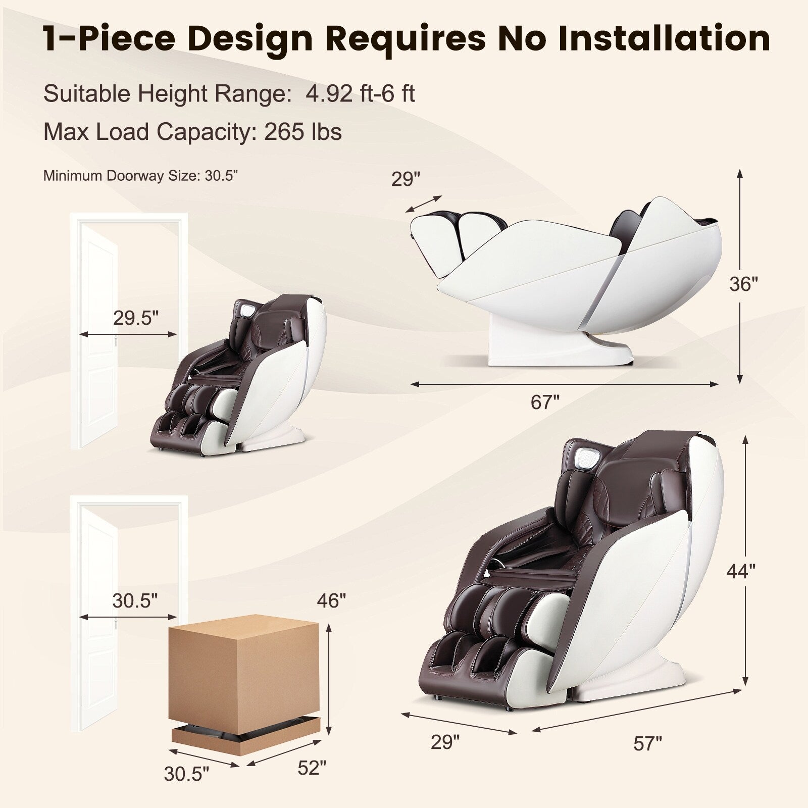 Fauteuil de massage complet Costway avec rouleau chauffant pour les pieds à commande vocale