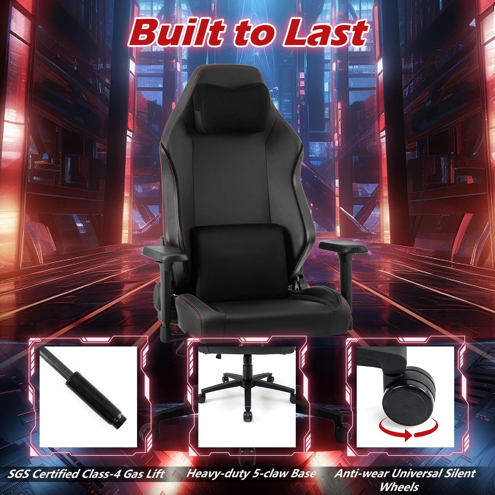 Chaise de jeu ergonomique Costway à dossier haut et à bascule - Voir les détails