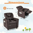 Fauteuil inclinable pour enfants Costway avec porte-gobelet et poche latérale réglable