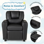 Fauteuil inclinable pour enfants Costway avec porte-gobelet et poche latérale réglable