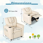 Fauteuil inclinable pour enfants Costway avec porte-gobelet et poche latérale réglable