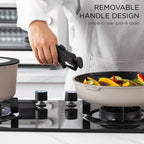 Batterie de cuisine Country Kitchen 16 pièces pour camping-car, en céramique avec poignée amovible, compatible avec le four