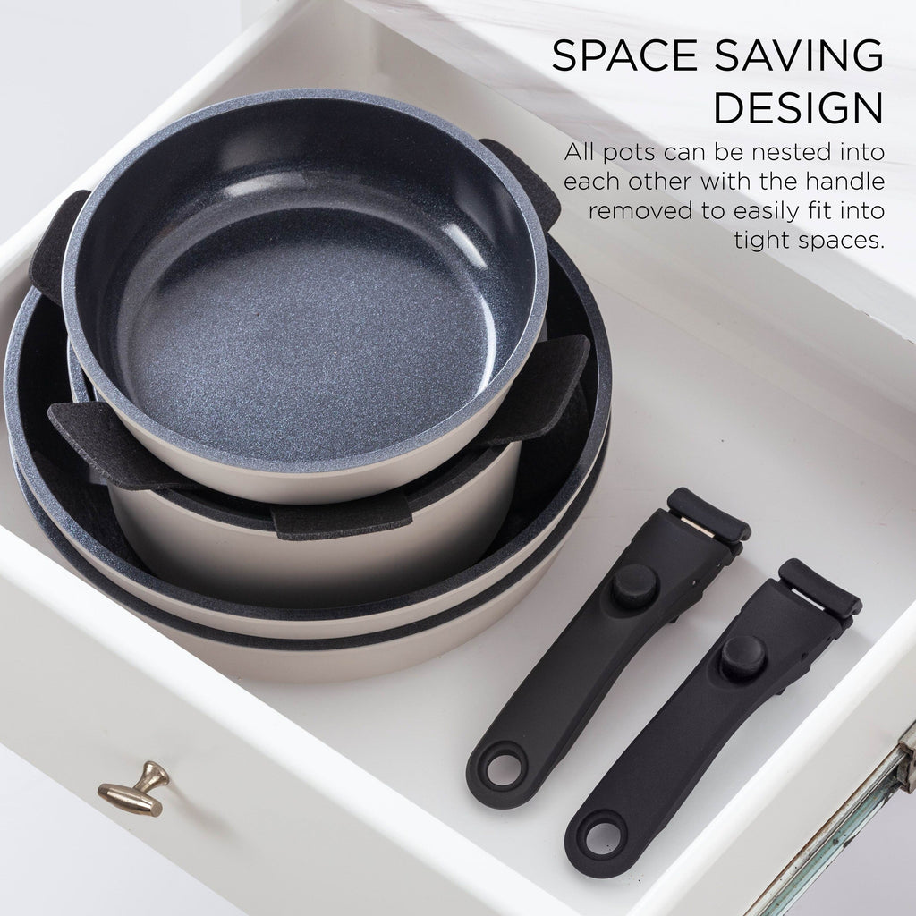 Batterie de cuisine Country Kitchen 16 pièces pour camping-car, en céramique avec poignée amovible, compatible avec le four