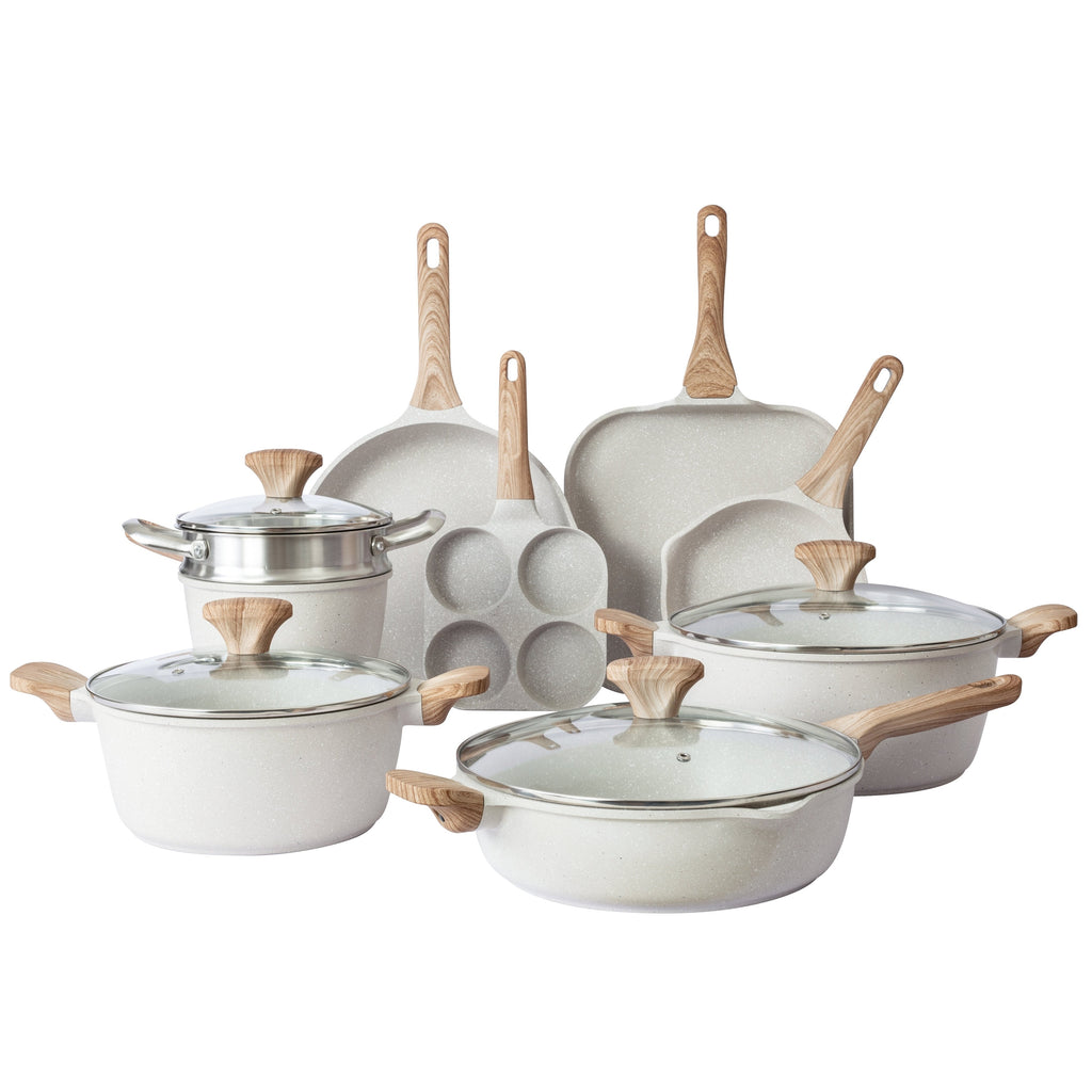 Batterie de cuisine à induction Country Kitchen 13 pièces, casseroles et poêles en fonte d'aluminium avec poignées en bakélite