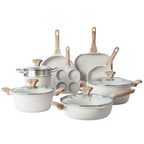 Batterie de cuisine à induction Country Kitchen 13 pièces, casseroles et poêles en fonte d'aluminium avec poignées en bakélite