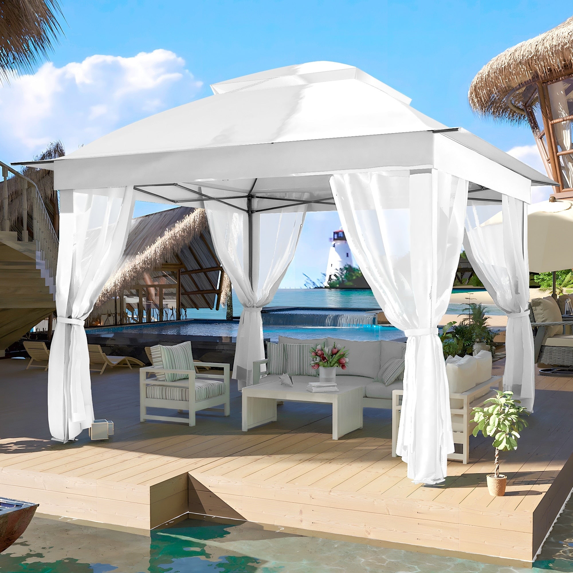 Gazebo escamotable en acier Cozywor de 11 pi x 11 pi avec moustiquaire