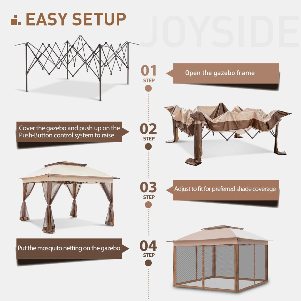 Gazebo escamotable en acier Cozywor de 11 pi x 11 pi avec moustiquaire