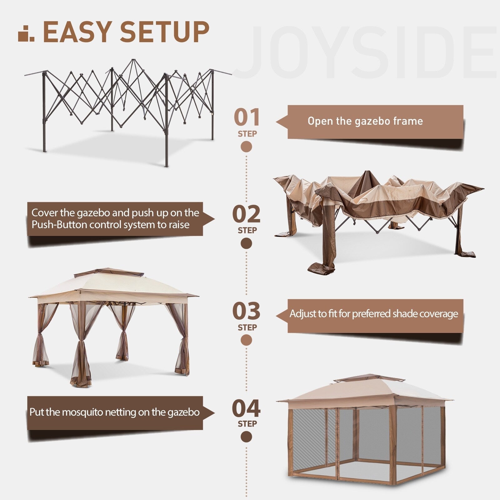 Gazebo escamotable en acier Cozywor de 11 pi x 11 pi avec moustiquaire