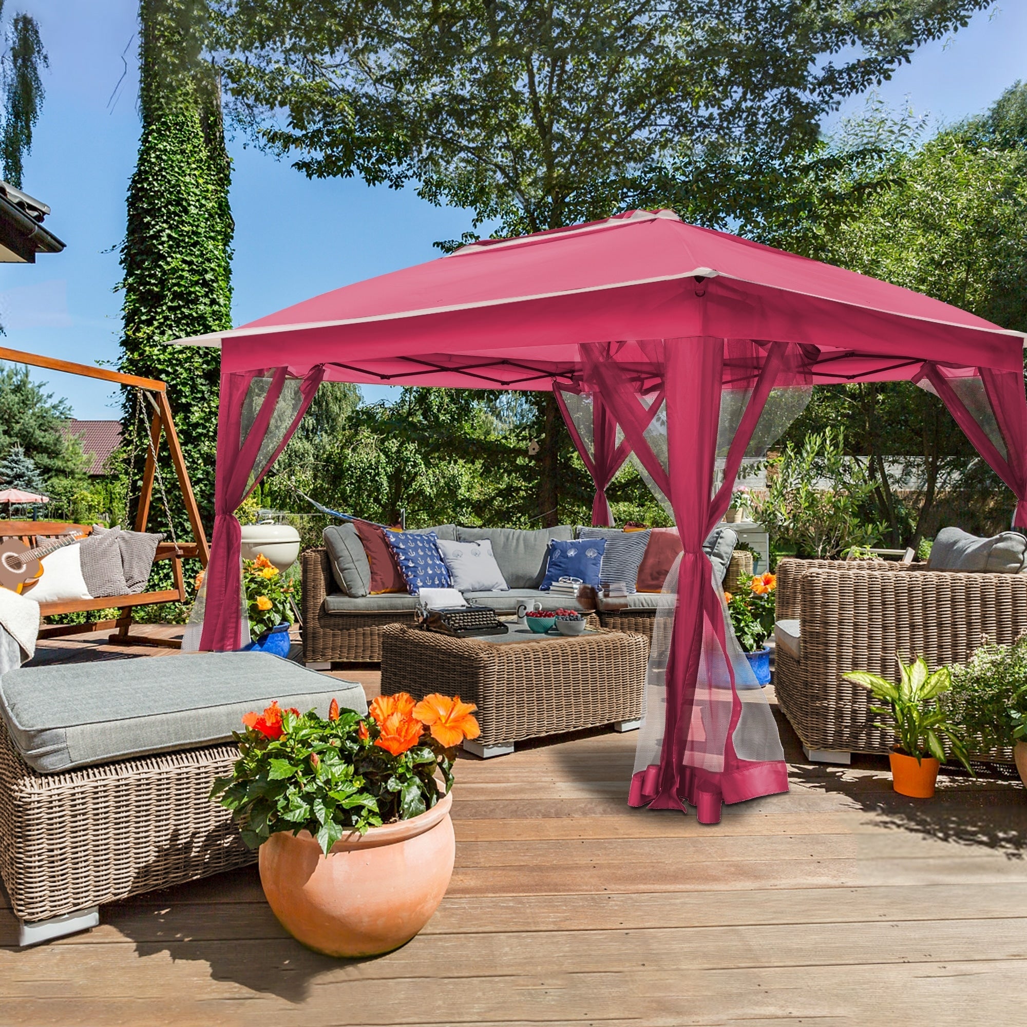 Gazebo escamotable en acier Cozywor de 11 pi x 11 pi avec moustiquaire