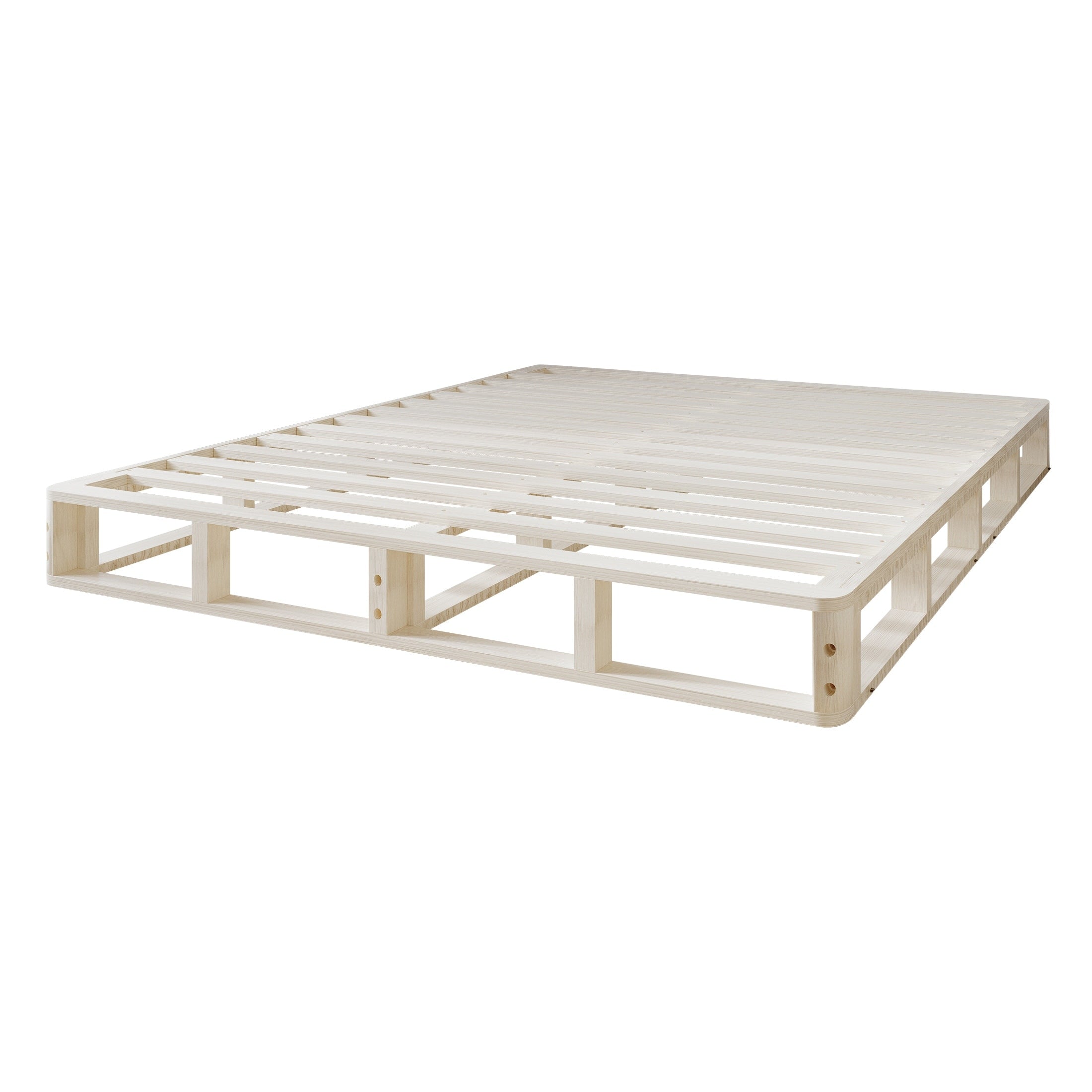 Sommier à ressorts en bois massif CraftPorch de 5 pouces avec lattes en bois et revêtement en lin gris chaud