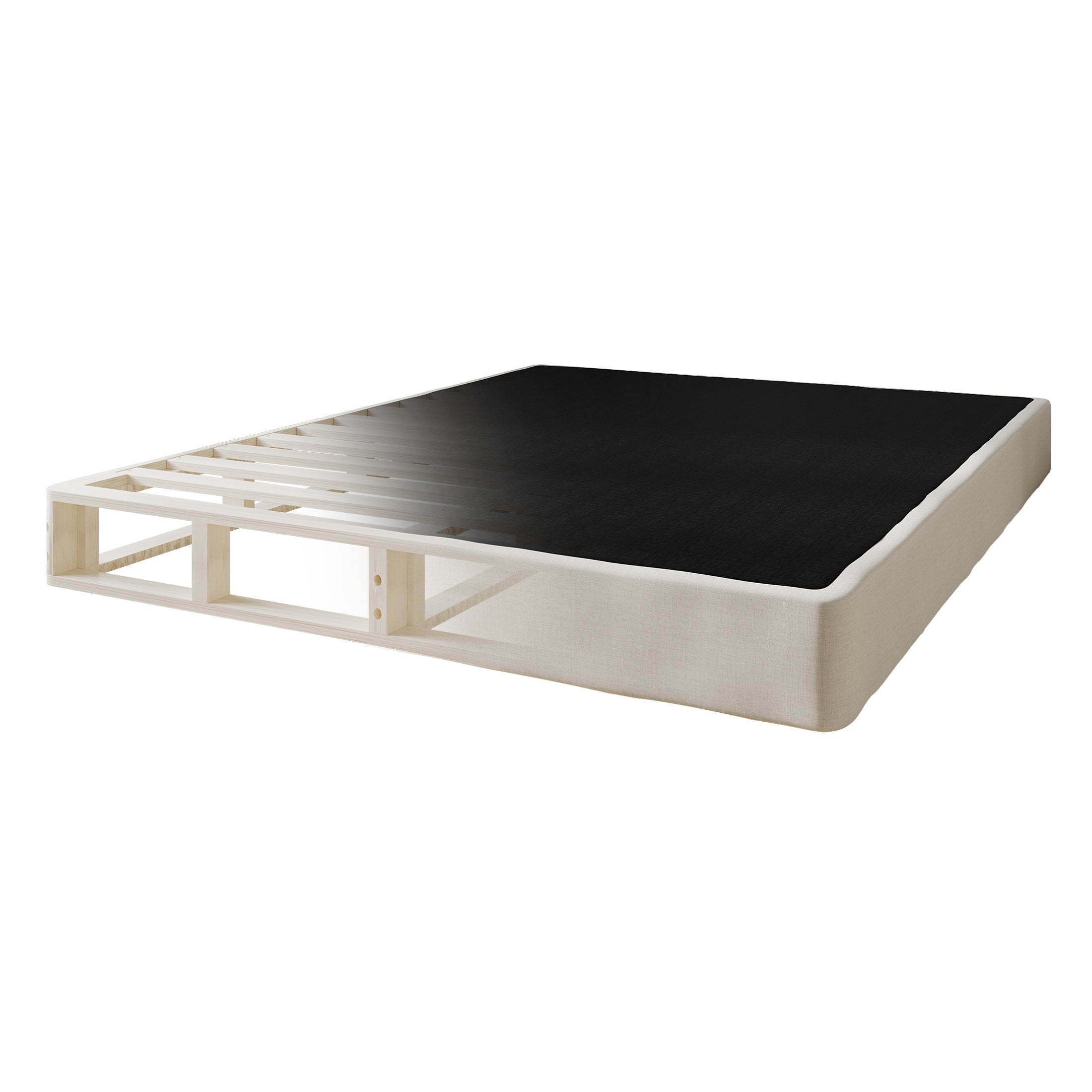 Sommier à ressorts en bois massif CraftPorch de 5 pouces avec lattes en bois et revêtement en lin gris chaud