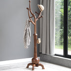 Porte-manteau autoportant en bois d'hévéa avec 8 crochets - 24,5 L x 70,87 H