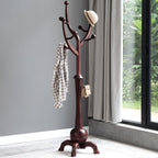 Porte-manteau autoportant en bois d'hévéa avec 8 crochets - 24,5 L x 70,87 H