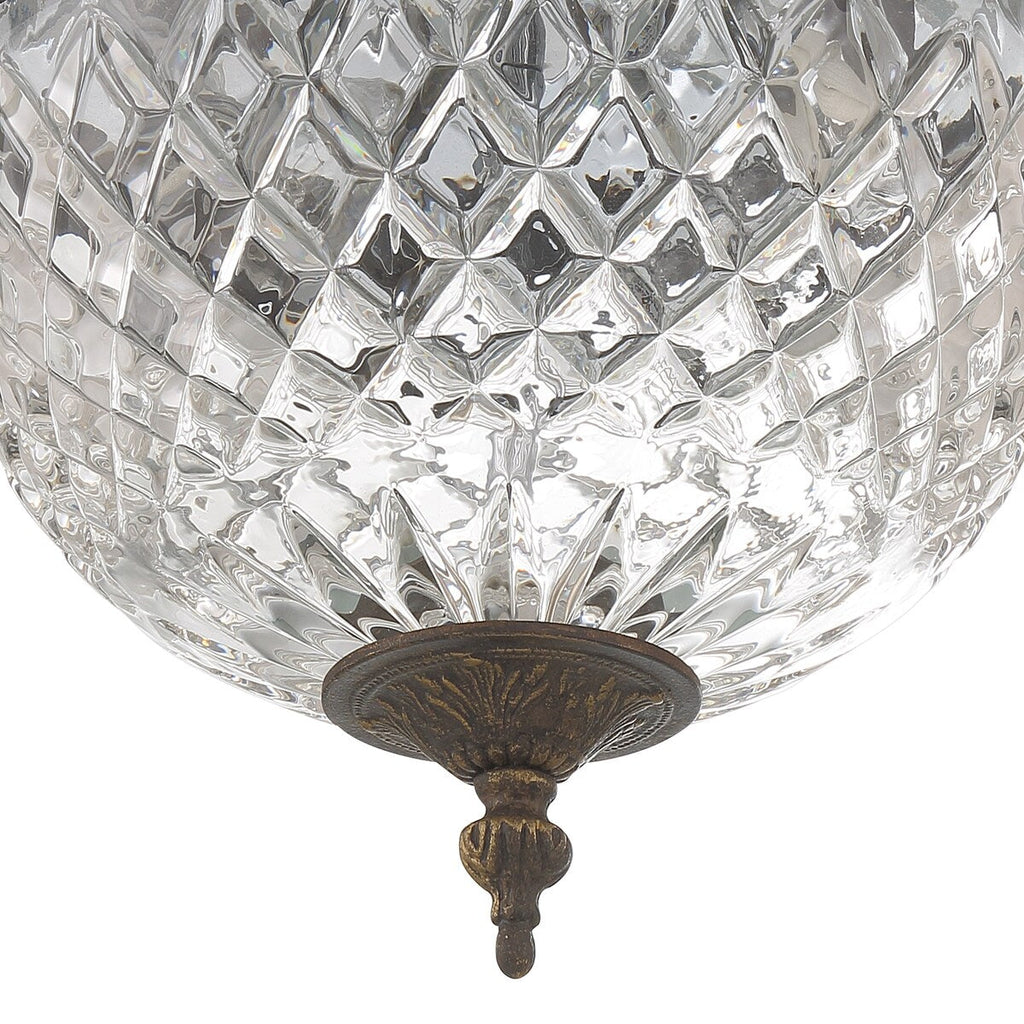 Plafonnier en cristal Crystorama à 2 lampes - 10 L x 8 H x 10 P
