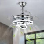 Ventilateur de plafond rétractable Cusp Barn 42 avec lumières et télécommande DIY Forme Fandelier Moderne Silencieux Moteur CC Plafonnier LED