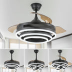 Ventilateur de plafond rétractable Cusp Barn 42 avec lumières et télécommande DIY Forme Fandelier Moderne Silencieux Moteur CC Plafonnier LED