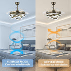 Ventilateur de plafond rétractable Cusp Barn 42 avec lumières et télécommande DIY Forme Fandelier Moderne Silencieux Moteur CC Plafonnier LED