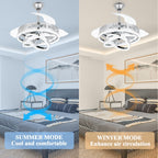 Ventilateur de plafond rétractable Cusp Barn 42 avec lumières et télécommande DIY Forme Fandelier Moderne Silencieux Moteur CC Plafonnier LED