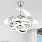 Ventilateur de plafond rétractable Cusp Barn 42 avec lumières et télécommande DIY Forme Fandelier Moderne Silencieux Moteur CC Plafonnier LED
