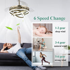 Ventilateur de plafond rétractable Cusp Barn 42 avec lumières et télécommande DIY Forme Fandelier Moderne Silencieux Moteur CC Plafonnier LED