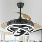 Ventilateur de plafond rétractable Cusp Barn 42 avec lumières et télécommande DIY Forme Fandelier Moderne Silencieux Moteur CC Plafonnier LED