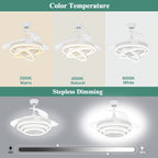 Ventilateur de plafond rétractable Cusp Barn 42 avec lumières et télécommande DIY Forme Fandelier Moderne Silencieux Moteur CC Plafonnier LED