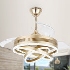 Ventilateur de plafond rétractable Cusp Barn 42 avec lumières et télécommande DIY Forme Fandelier Moderne Silencieux Moteur CC Plafonnier LED