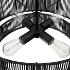 Lustre tambour en rotin noir à 4 lumières Cynthia - 22 po de largeur