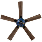 Ventilateur de plafond télécommandé à 3 lumières, 52 pouces, bronze huilé et vitrail, Della River of Goods