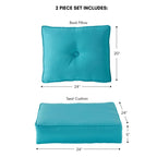 Ensemble de coussins d'extérieur à siège profond Sunbrella de qualité supérieure, 2 pièces