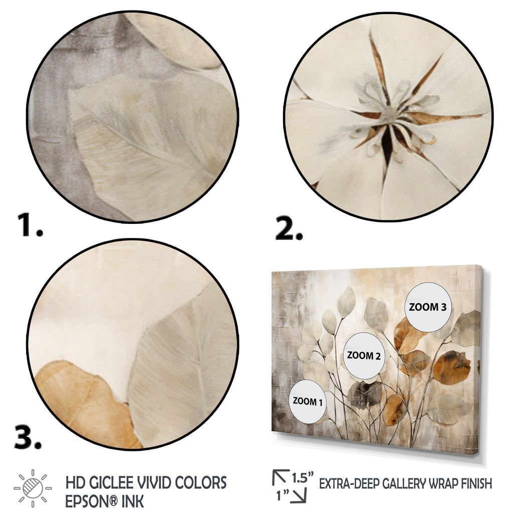 Impression sur toile encadrée Designart Beige Botanical Impressions III Abstract Botanicals