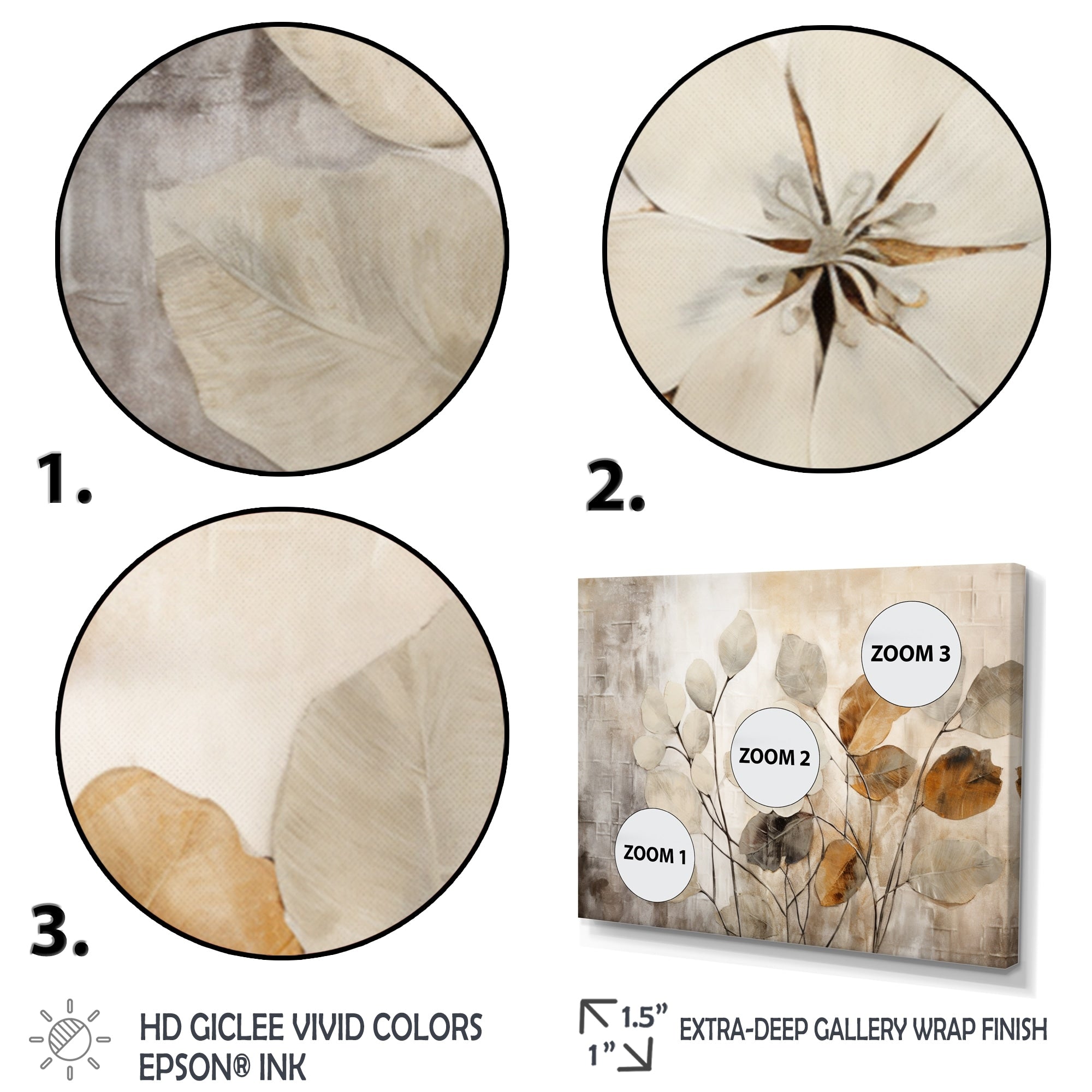 Impression sur toile encadrée Designart Beige Botanical Impressions III Abstract Botanicals