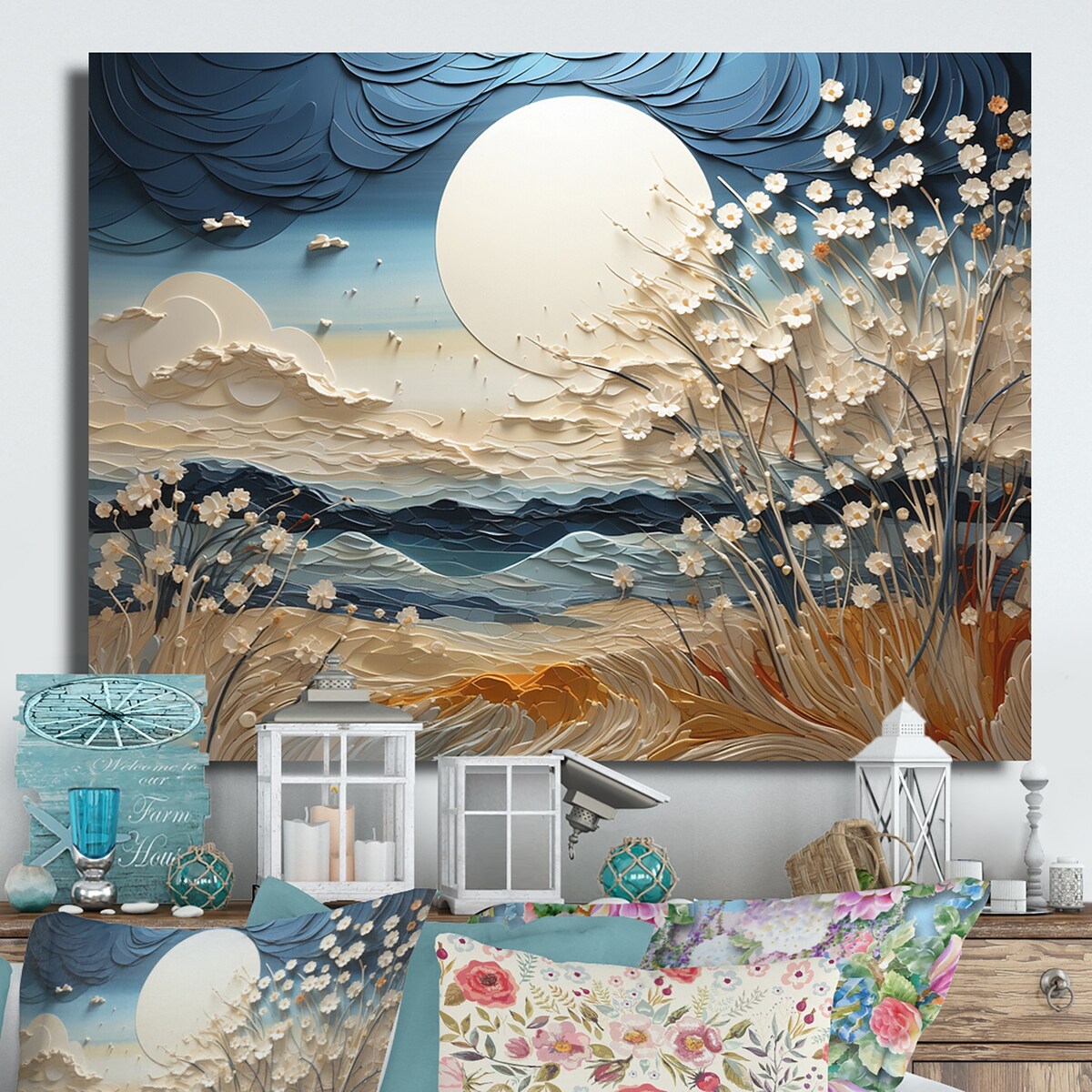 Designart Clouds Prairies Collages VI Art mural moderne en métal