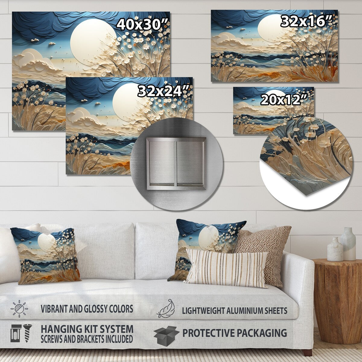 Designart Clouds Prairies Collages VI Art mural moderne en métal