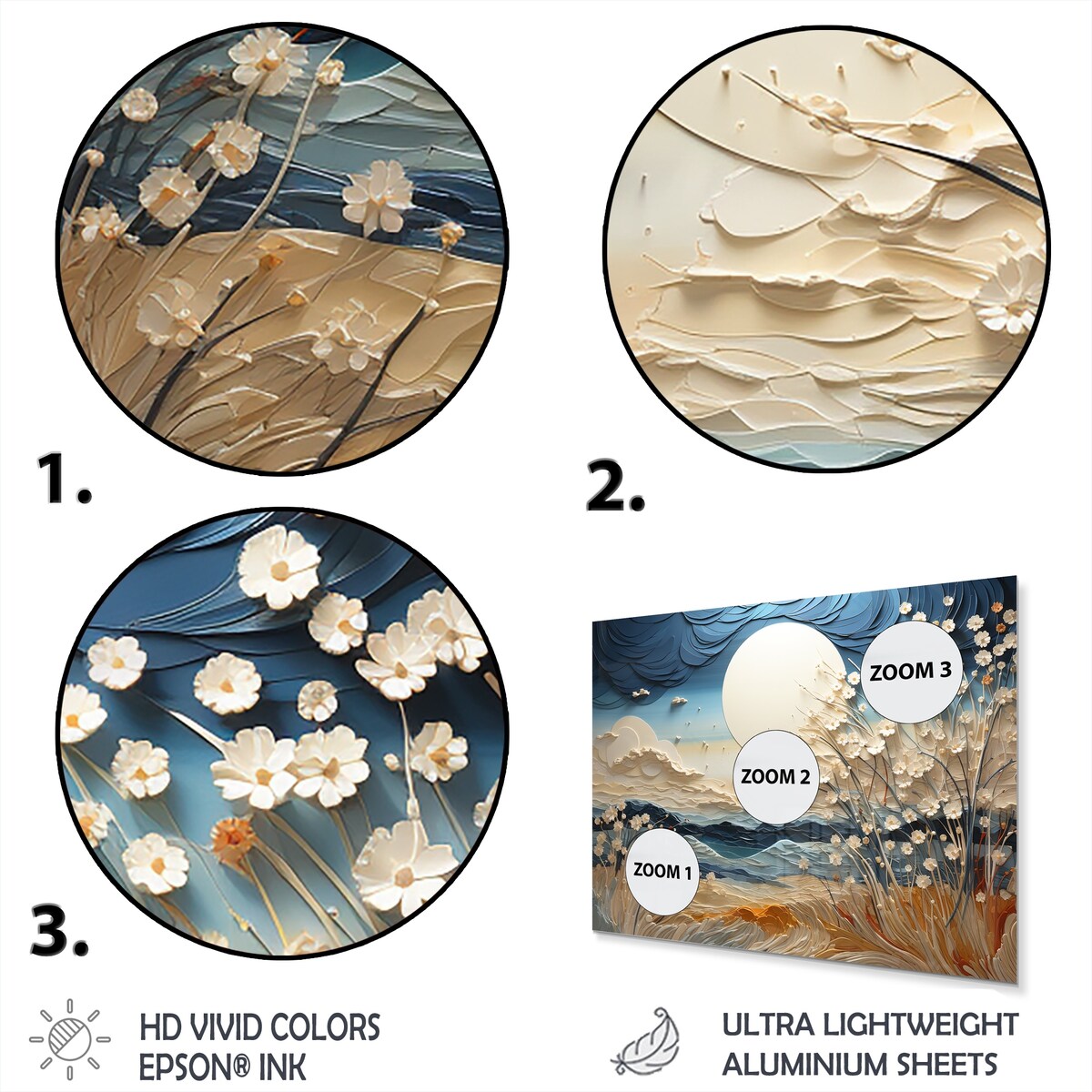 Designart Clouds Prairies Collages VI Art mural moderne en métal