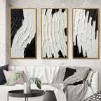 Designart Momentary Spirit Noir et Blanc Abstrait II Peinture Abstraite Cadre Galerie Murale Ensemble De 3 Pour La Décoration Intérieure