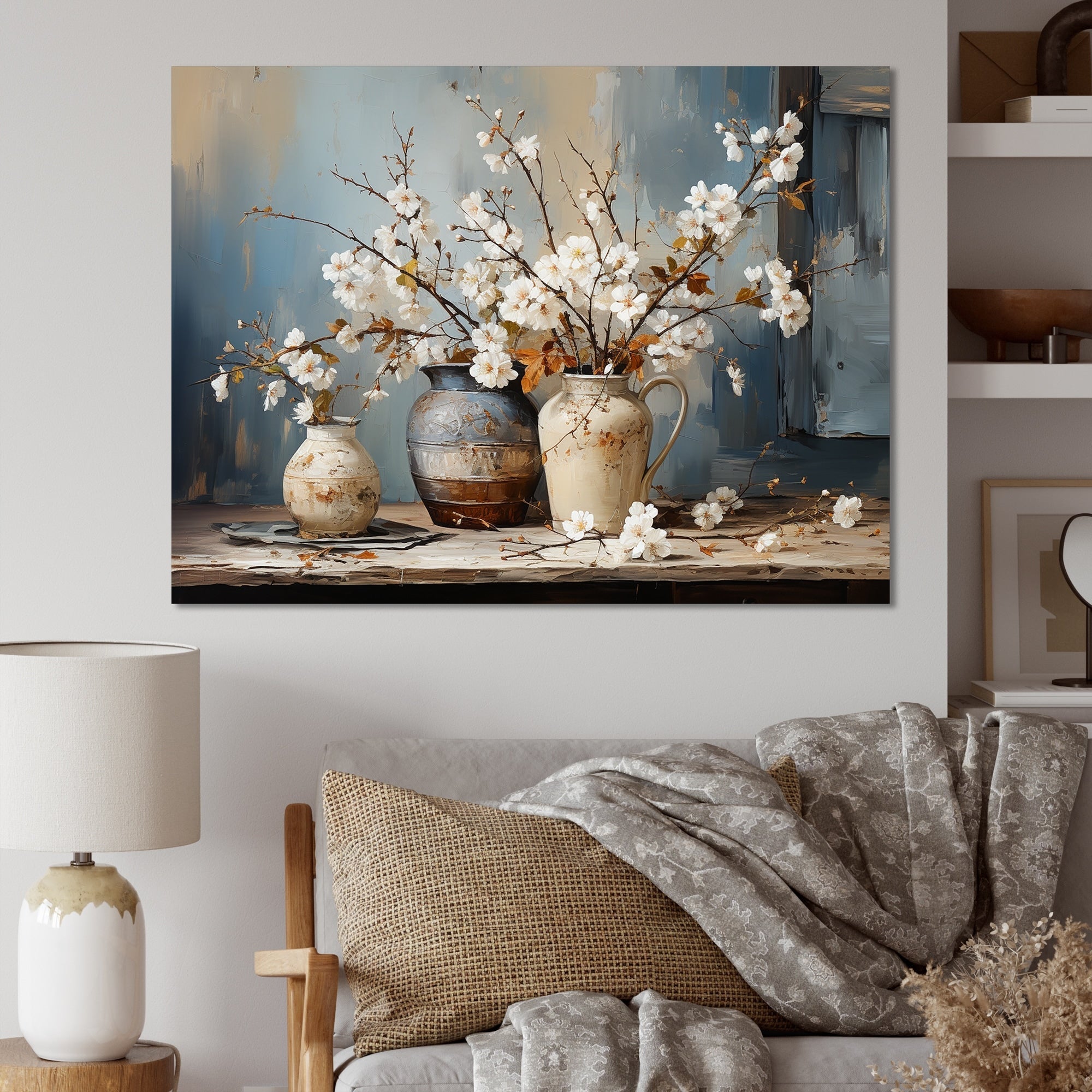Designart Poterie et fleurs Nature morte I Arbre Toile murale Art