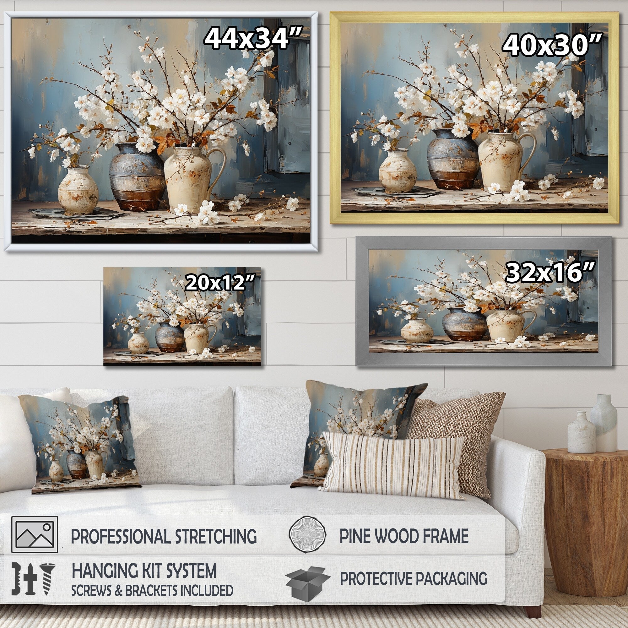 Designart Poterie et fleurs Nature morte I Arbre Toile murale Art
