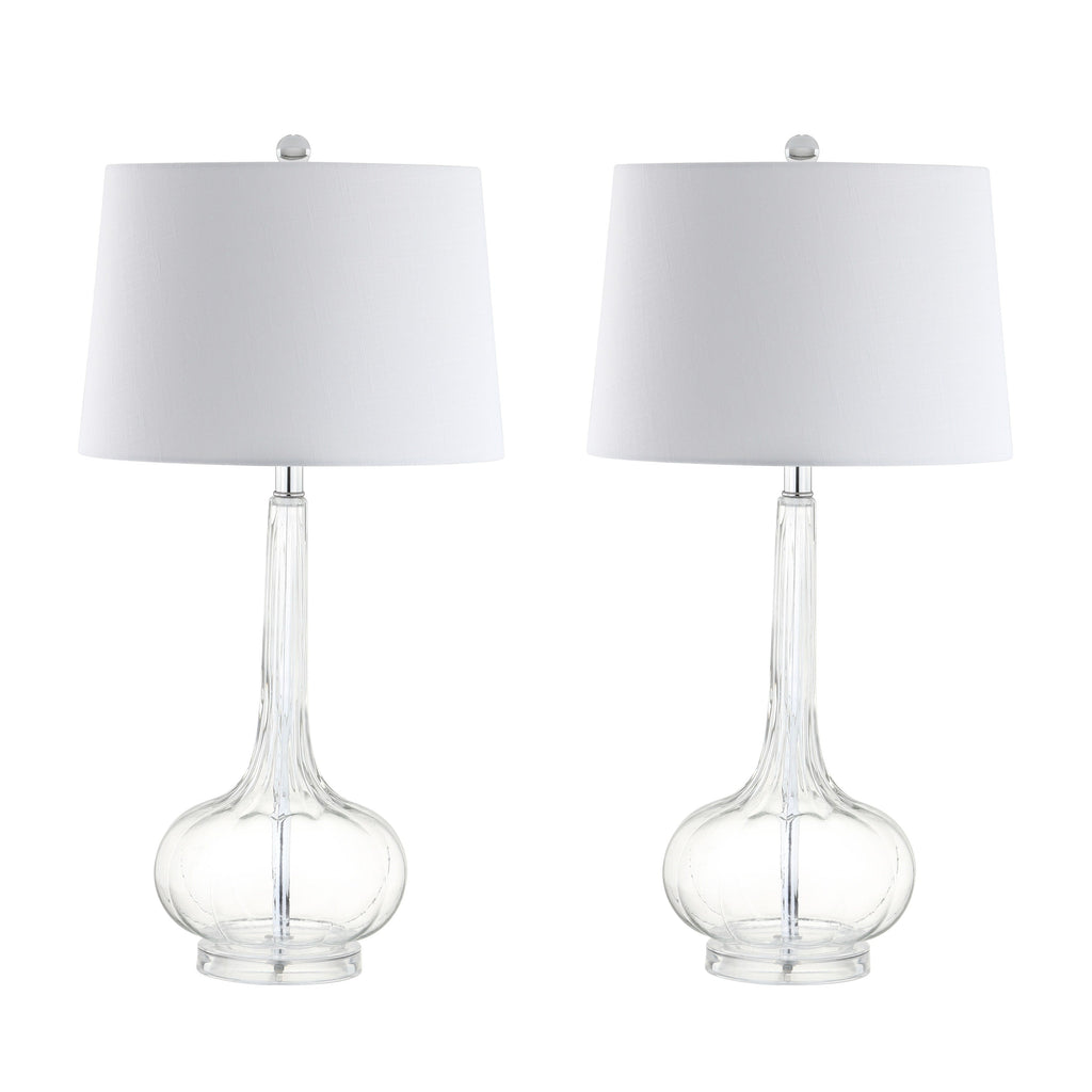 Lampe de table à LED Diamante 28,5 en verre, forme goutte d'eau, rose (lot de 2) par JONATHAN Y