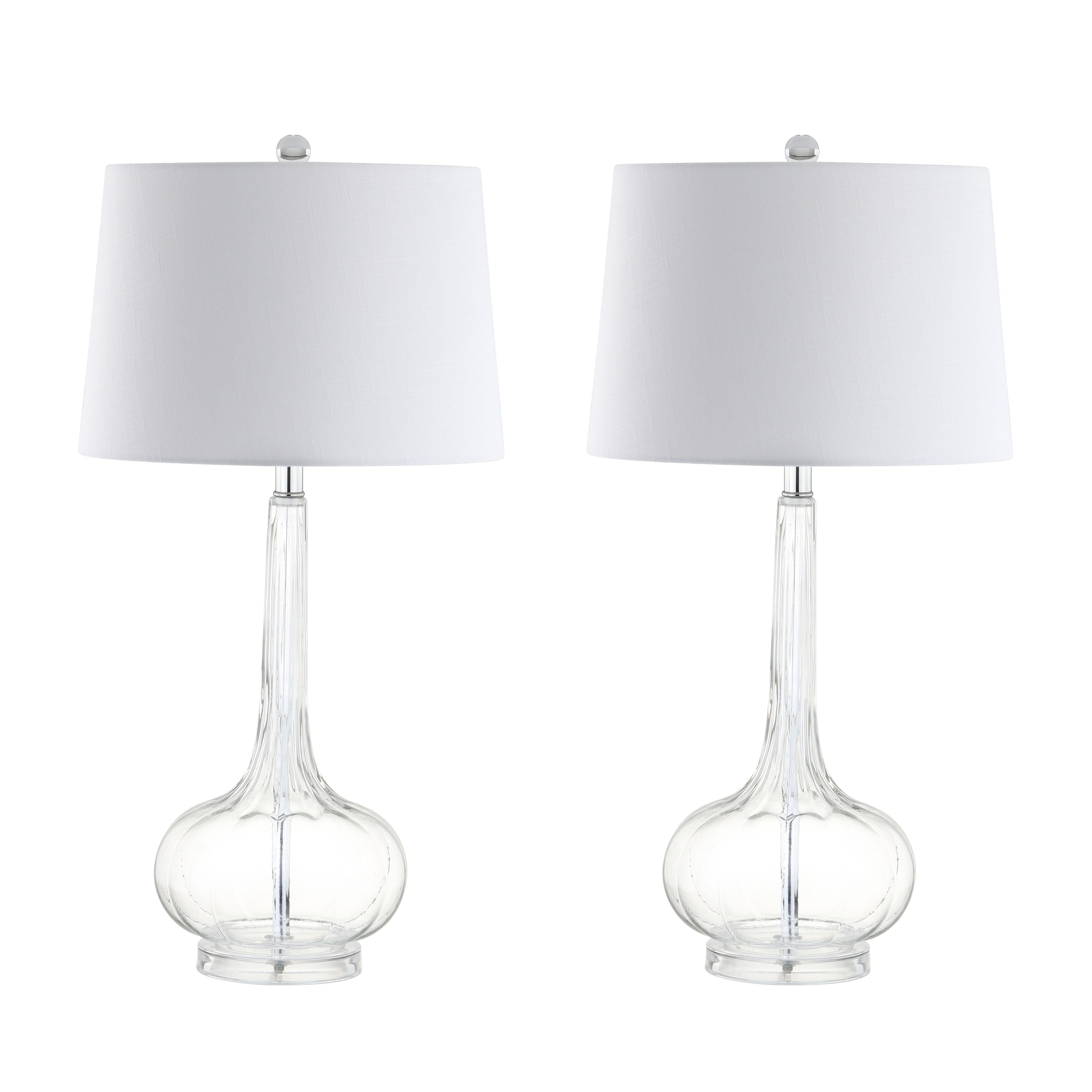 Lampe de table à LED Diamante 28,5 en verre, forme goutte d'eau, rose (lot de 2) par JONATHAN Y