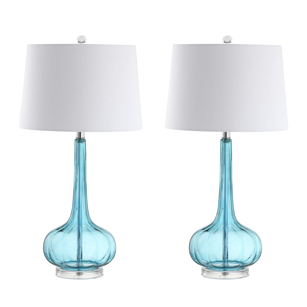 Lampe de table à LED Diamante 28,5 en verre, forme goutte d'eau, rose (lot de 2) par JONATHAN Y