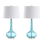Lampe de table à LED Diamante 28,5 en verre, forme goutte d'eau, rose (lot de 2) par JONATHAN Y